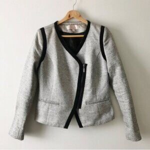Sparkly metallic asymmetrical zip blazer jacket